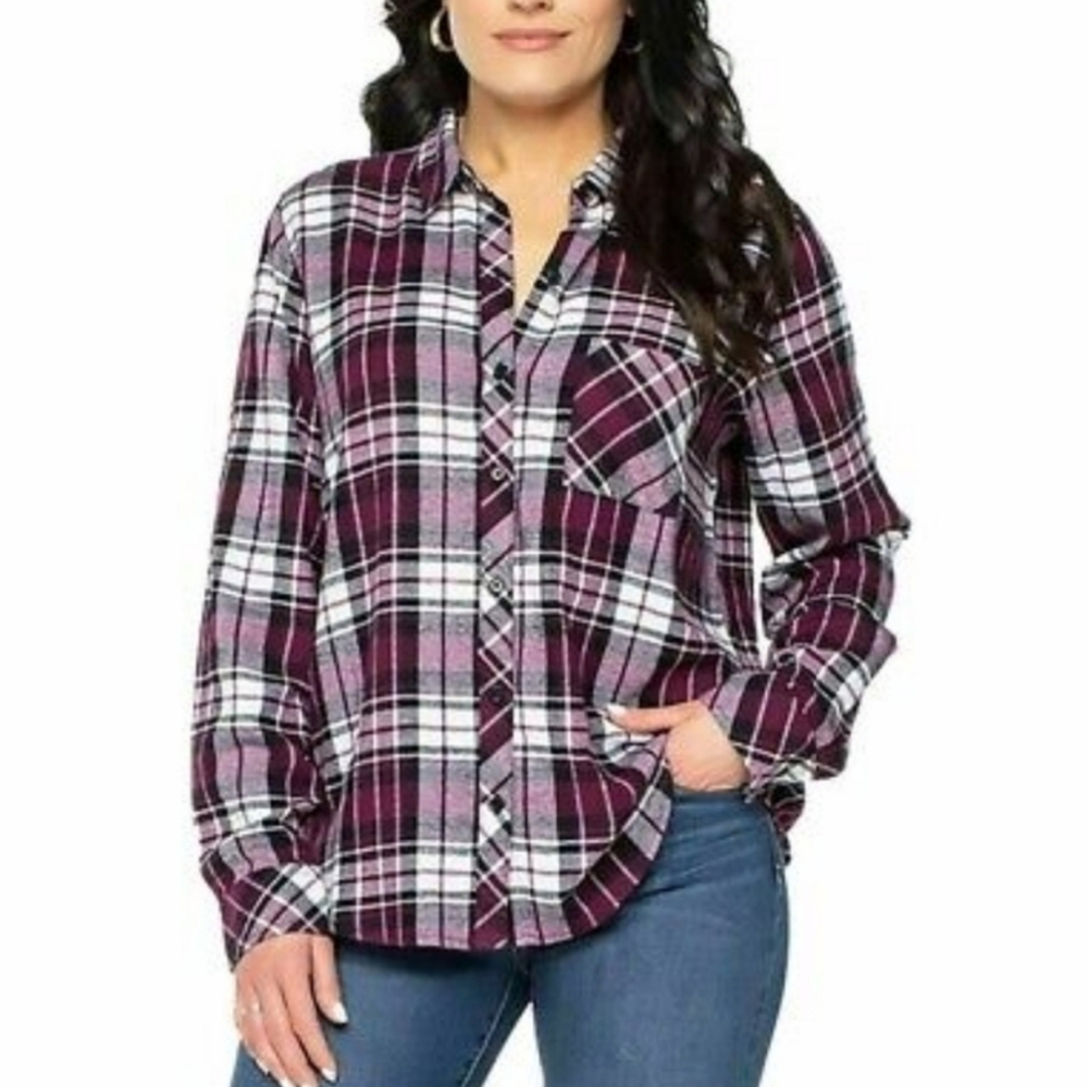 Well Worn Purple Plaid Top